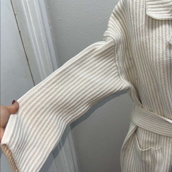 Joseph Cream Ribbed Belted Pea Coat - Picture 6 of 12